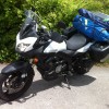 Vango Stelvio 200 tent packed up on Suzuki V-Strom Touring bike