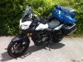 Vango Stelvio 200 tent packed up on Suzuki V-Strom Touring bike