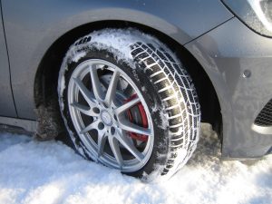 This week's road test car, a Mercedes-Benz A-Class A250 BlueEfficiency Engineered by AMG on Continental ContiWinterContact tyres.