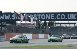 Mazda MX-5s racing at Silverstone