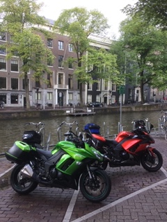 Kawasaki bikes pictured in Amsterdam.