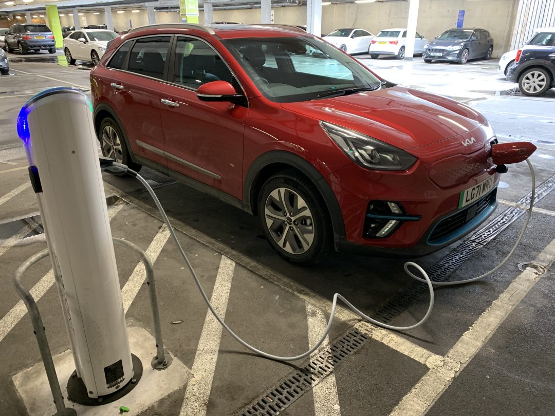 Kia e-Niro plugged into a charging point